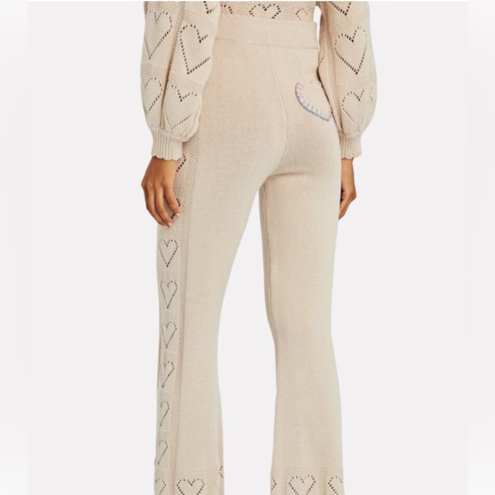 LoveShackFancy Cream Knit Heart Pants
